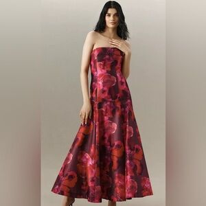 Hutch maria strapless floral a-line maxi dress